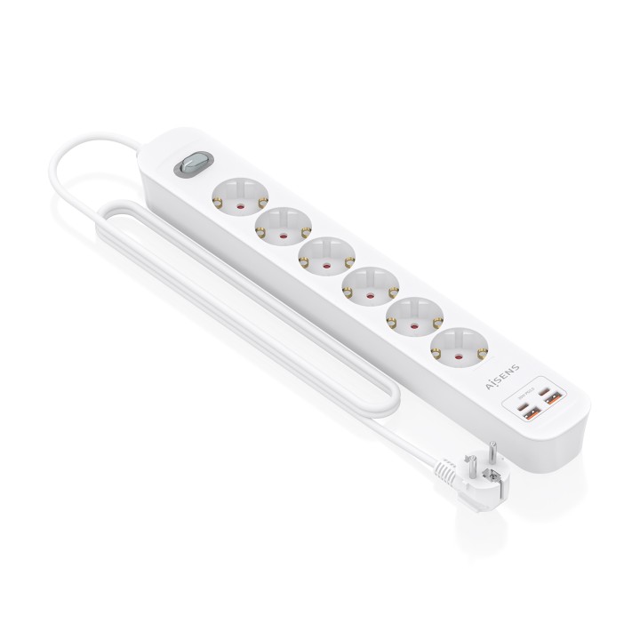 Regleta AISENS 6 Tomas 2xUSB-C 2xUSB-A (ASPS-2A2C16-W)
