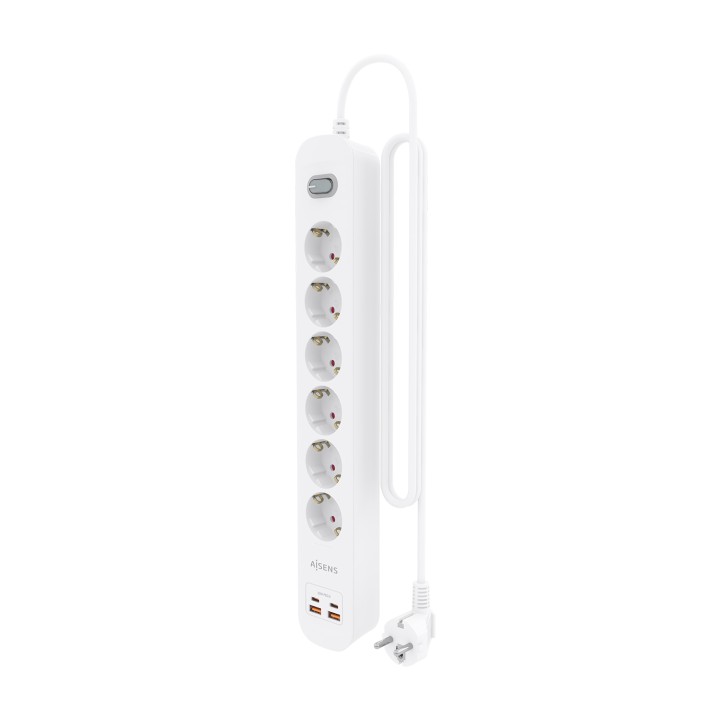 Regleta AISENS 6 Tomas 2xUSB-C 2xUSB-A (ASPS-2A2C16-W)