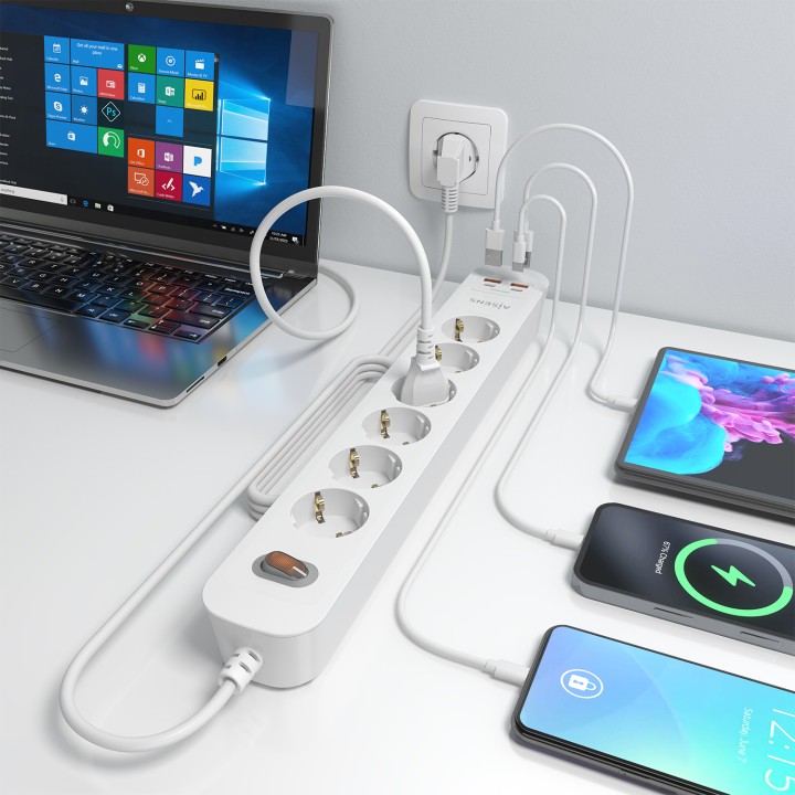 Regleta AISENS 6 Tomas 2xUSB-C 2xUSB-A (ASPS-2A2C16-W)