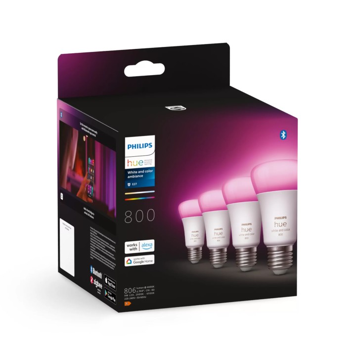 Bombilla Philips Hue LED E27 806L 4Unid. (929002489604)