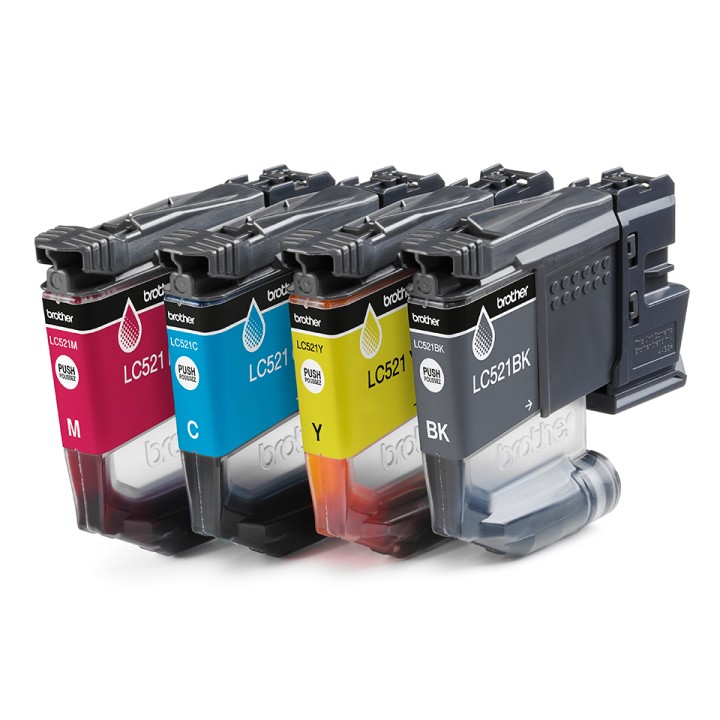 Tinta BROTHER Negro/Cian/Magenta/Amarillo (LC521VAL)