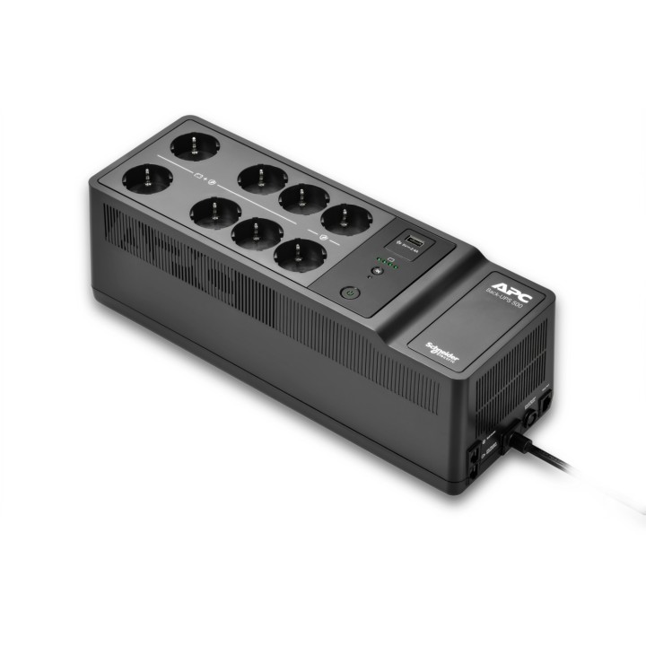 S.A.I. APC 500VA 300W 8xSchuko USB Negra (BE500G2-GR)