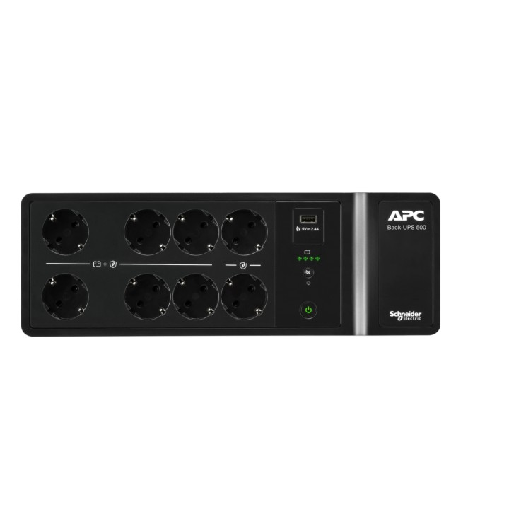 S.A.I. APC 500VA 300W 8xSchuko USB Negra (BE500G2-GR)