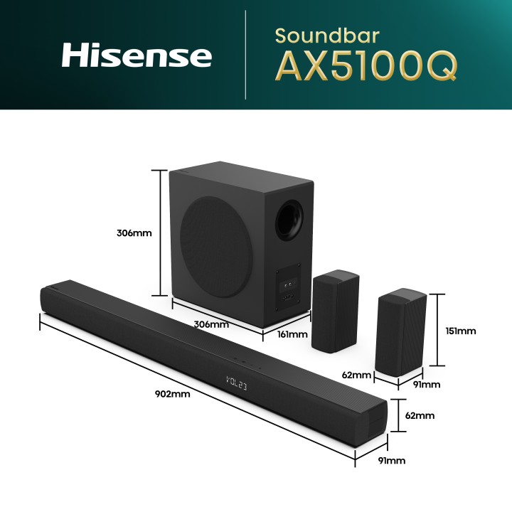 Barra de Sonido Hisense 5.1 580W Negra (AX5100Q)