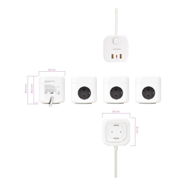 Regleta Nanocable 3xSchuko USB-A/C (10.37.0011)