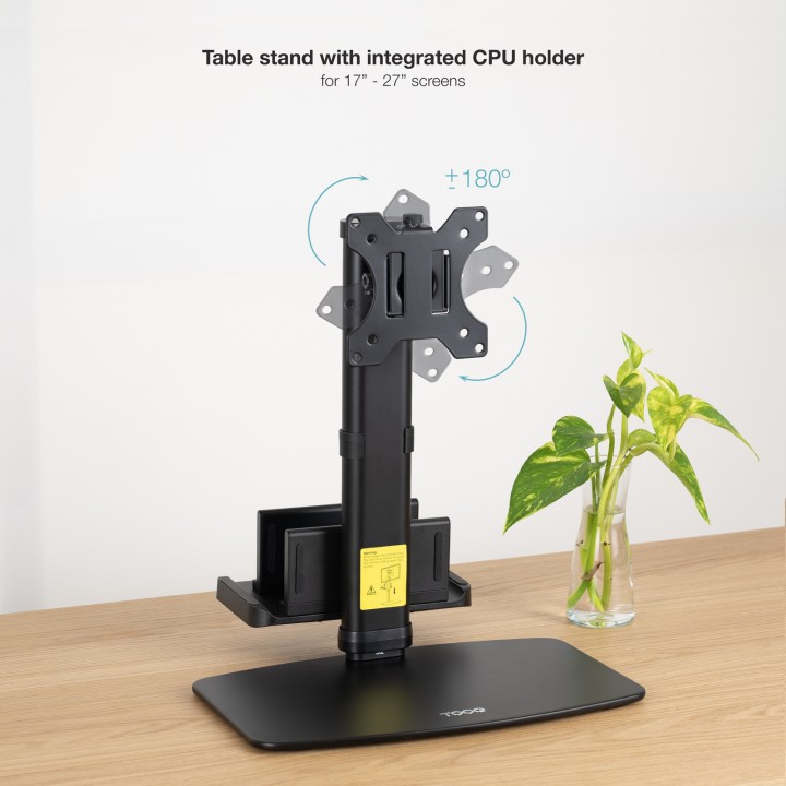 Soporte Mesa TooQ 17-27"+ Soporte Mini CPU (DB1128TN-B)