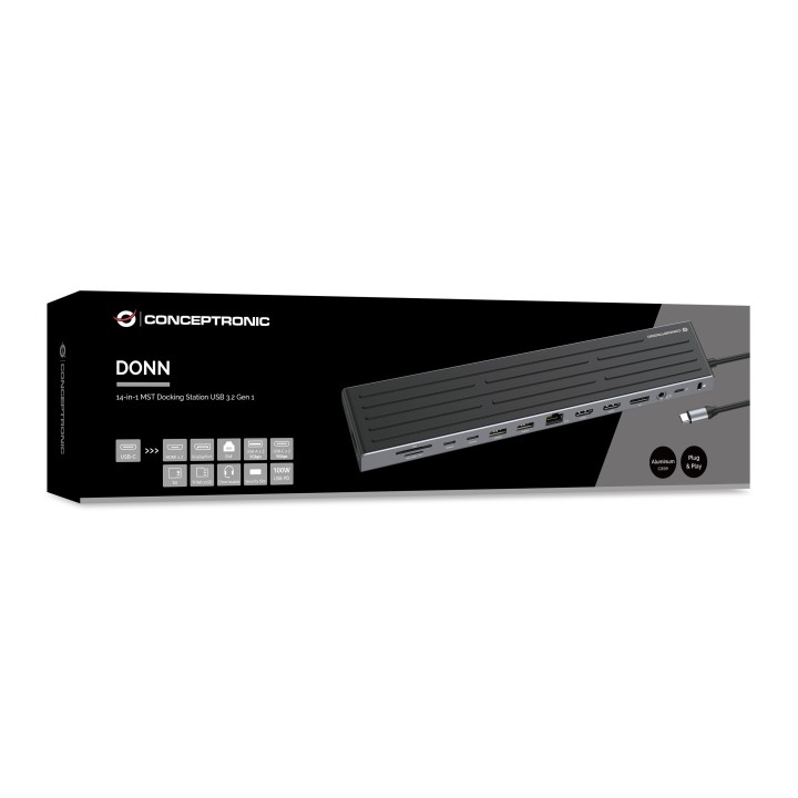 Docking CONCEPTRONIC USB-C 3.0 Gris/Plata (DONN32B)
