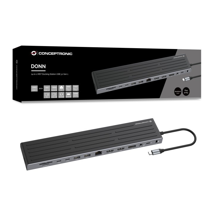Docking CONCEPTRONIC USB-C 3.0 Gris/Plata (DONN32B)