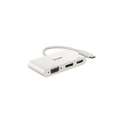 Hub D-link USB-C 3.0 HDMI VGA DP Blanco (DUB-V310)