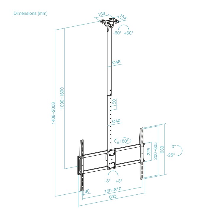 Soporte Techo TooQ 50"-100" Gira/Incl (LPCE11100TSLI-B)