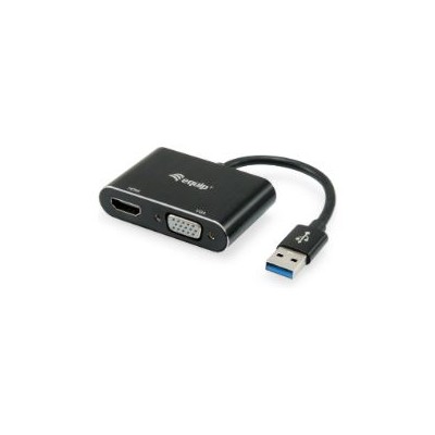 Cable EQUIP USB-A/M a HDMI/VGA/H 0.2m Negro (EQ133386)