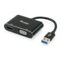 Cable EQUIP USB-A/M a HDMI/VGA/H 0.2m Negro (EQ133386)