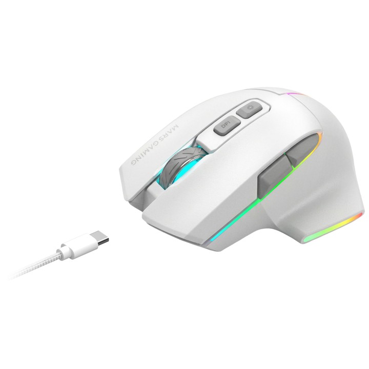 Ratón Mars Gaming RGB RF/BT/USB-A Blanco (MMWVECTORW)