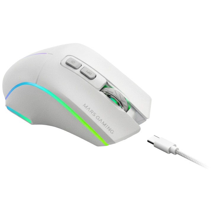 Ratón Mars Gaming RGB RF/BT/USB-A Blanco (MMWVECTORW)