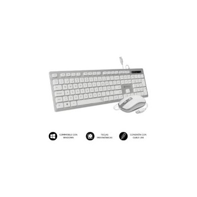 Tecl+Ratón SUBBLIM Ergo Flat USB Plata/Blanco (CEKE60)