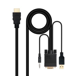 Nanocable HDMI/M a VGA/Jack/USB-A/M Negro (10.15.4350)