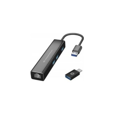 Hub CONCEPTRONIC USB-A a 3USB-A 1xRJ45 Negro (DONN07BA)