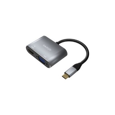 Adaptador AISENS USB-C a VGA/HDMI 15cm Gris (A109-0627)