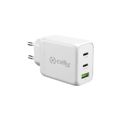 Cargador de Pared CELLY 65W 1USB-A 2USB-C (TC3GAN65WWH)