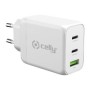 Cargador de Pared CELLY 65W 1USB-A 2USB-C (TC3GAN65WWH)