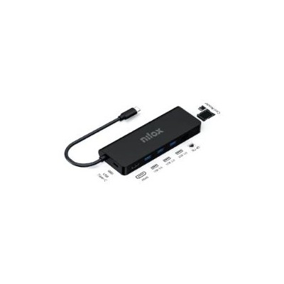 Docking Station NILOX 8 en 1 USB-C Negro (NXDSUSBC04)