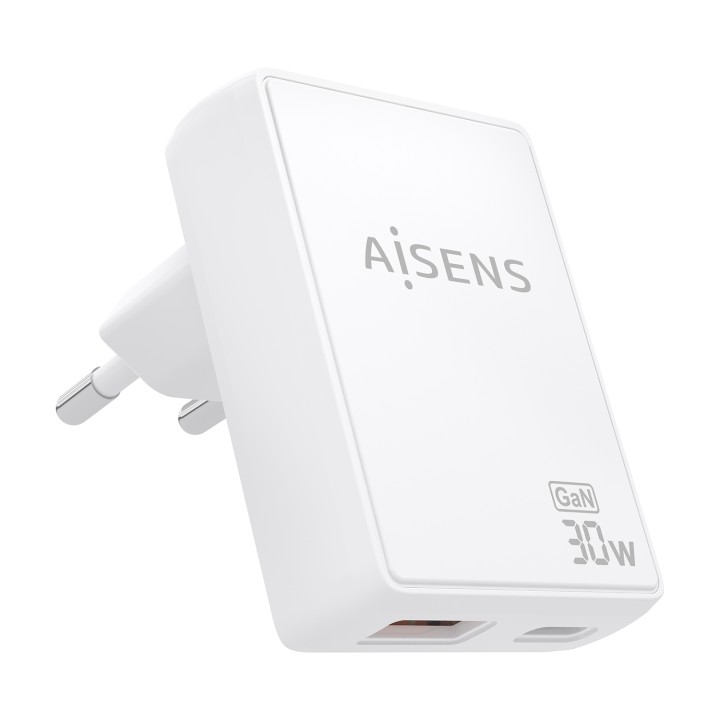 Cargador Pared AISENS GaN 30W USB-A/C (ASCH-30W2P074-W)