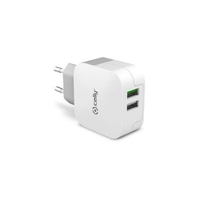 Cargador de Pared CELLY 2xUSB-A Blanco (TC2USBTURBO)