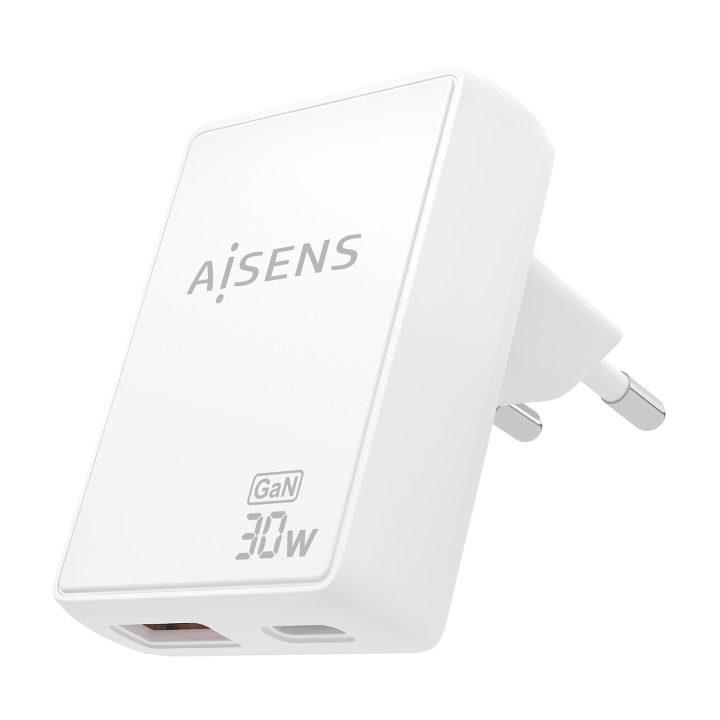 Cargador Pared AISENS GaN 30W USB-A/C (ASCH-30W2P074-W)
