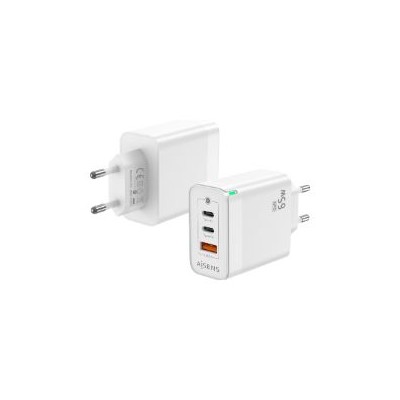 Cargador Pared AISENS 2Usb-C Usb-A 65W(ASCH-65W3P007-W)