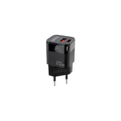 Cargador Pared TooQ 20W 1USB 1USB-C Negro (TQWC-QCPD20)