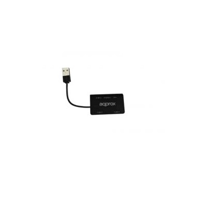 Hub Approx 3xUSB 2.0 Lector SD Negro (APPHT8B)