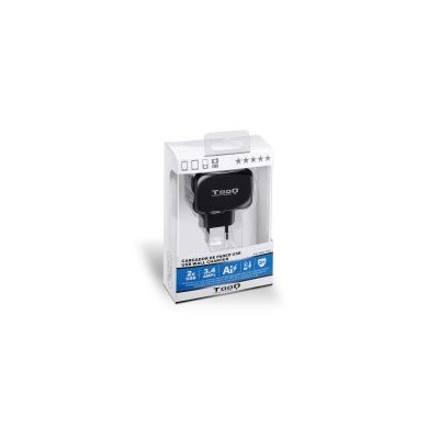 Cargador de Pared TooQ 17W 2xUSB-A Negro (TQWC-1S02)