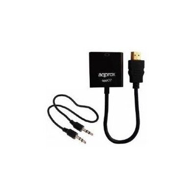 Adaptador Approx HDMI/M a VGA/H + 3.5mm Negro (APPC17)