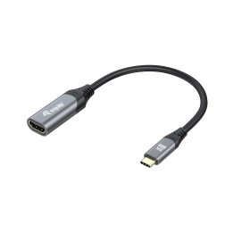 Cable EQUIP USB-C/M a HDMI/H 15cm Negro/Gris (EQ133492)