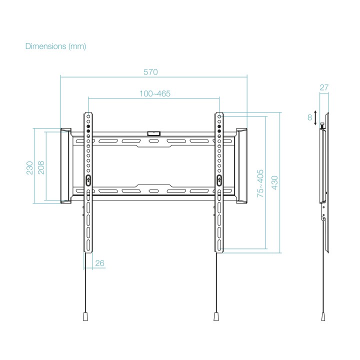 Soporte Pared TooQ 32"-70" Fijo Máx. 75Kg (LP1073F-B)