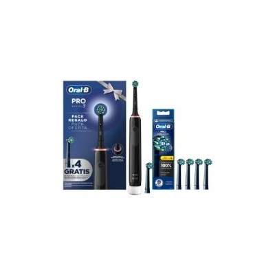 Cepillo Dental Braun Oral-B Pro 3 con 4 Cabezales Negro