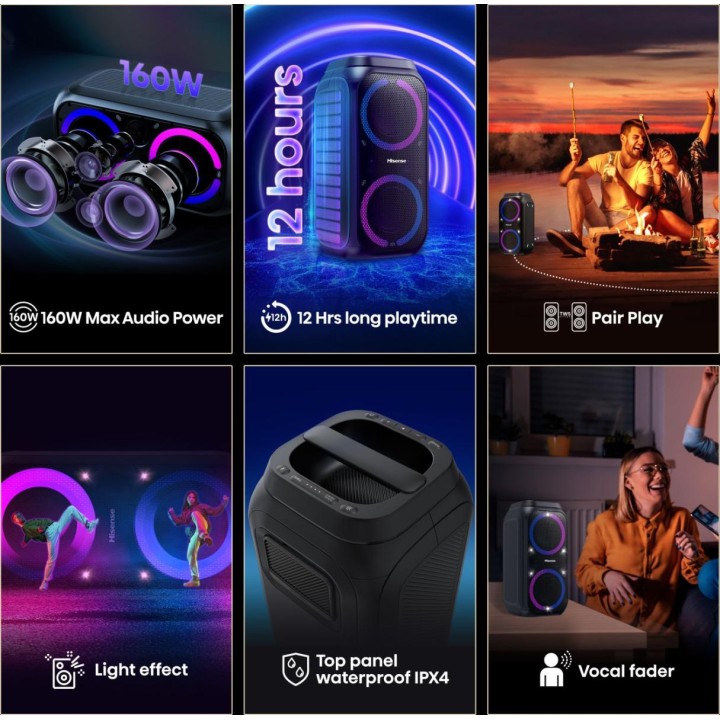 Altavoz Hisense 160W USB BT Negro (PARTY ROCKET 160)