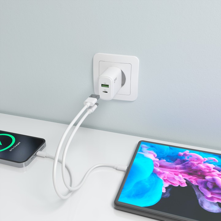 Cargador de Pared AISENS USB-A/C 30W Blanco (A110-0977)