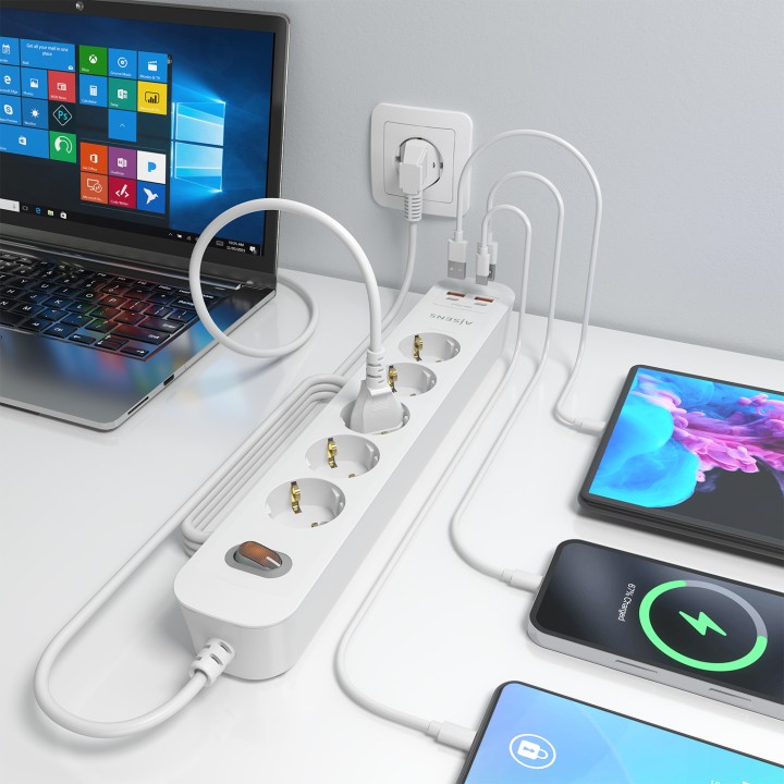 Regleta AISENS 5 Tomas 2xUSB-C 2xUSB-A (ASPS-2A2C14-W)