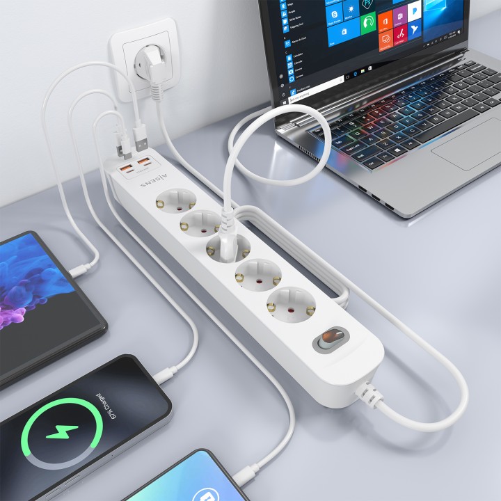 Regleta AISENS 5 Tomas 2xUSB-C 2xUSB-A (ASPS-2A2C14-W)