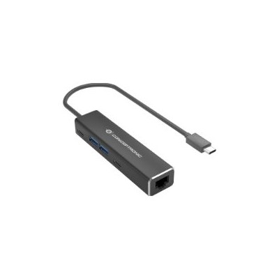 Adaptador CONCEPTRONIC USB-C a RJ45 + Hub (ABBY14B)