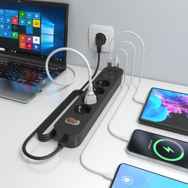 Regleta AISENS 4Tomas 2xUSB-C 2xUSB-A (ASPS-2A2C13-BK)