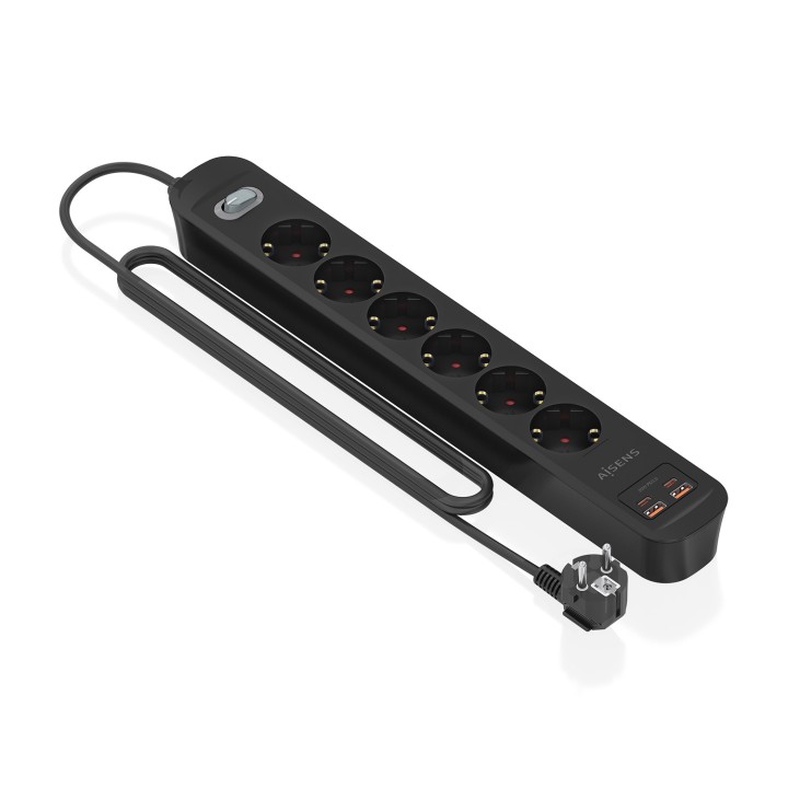 Regleta AISENS 6 Tomas 2xUSB-C 2xUSB-A (ASPS-2A2C17-BK)
