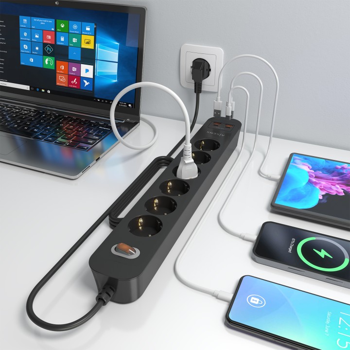Regleta AISENS 6 Tomas 2xUSB-C 2xUSB-A (ASPS-2A2C17-BK)