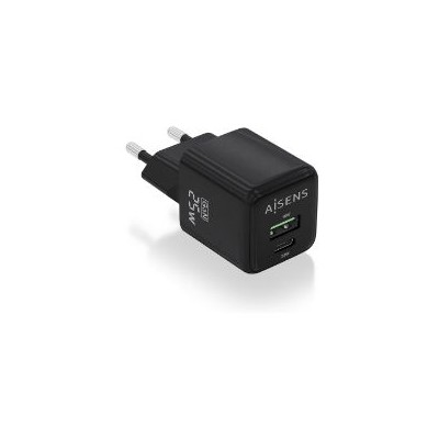 Cargador Pared AISENS GaN 25W USB-A/C(ASCH-25W2P015-BK)