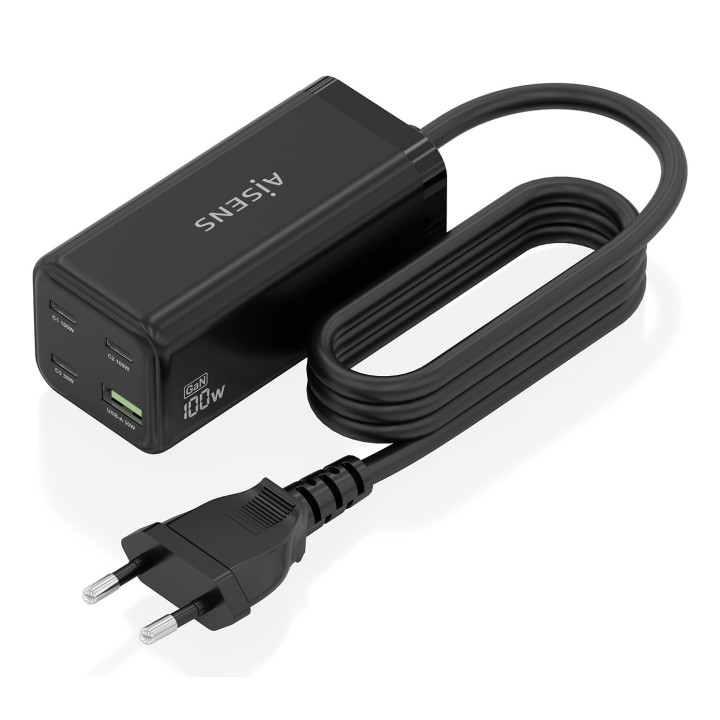 Cargador AISENS 100W 1xUSB-A 3USB-C (ASCH-100W4P054-BK)