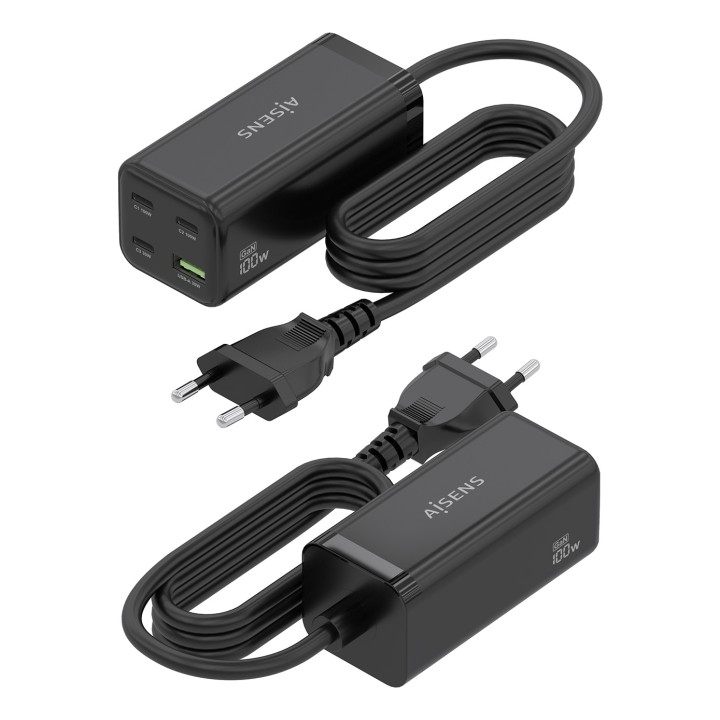 Cargador AISENS 100W 1xUSB-A 3USB-C (ASCH-100W4P054-BK)