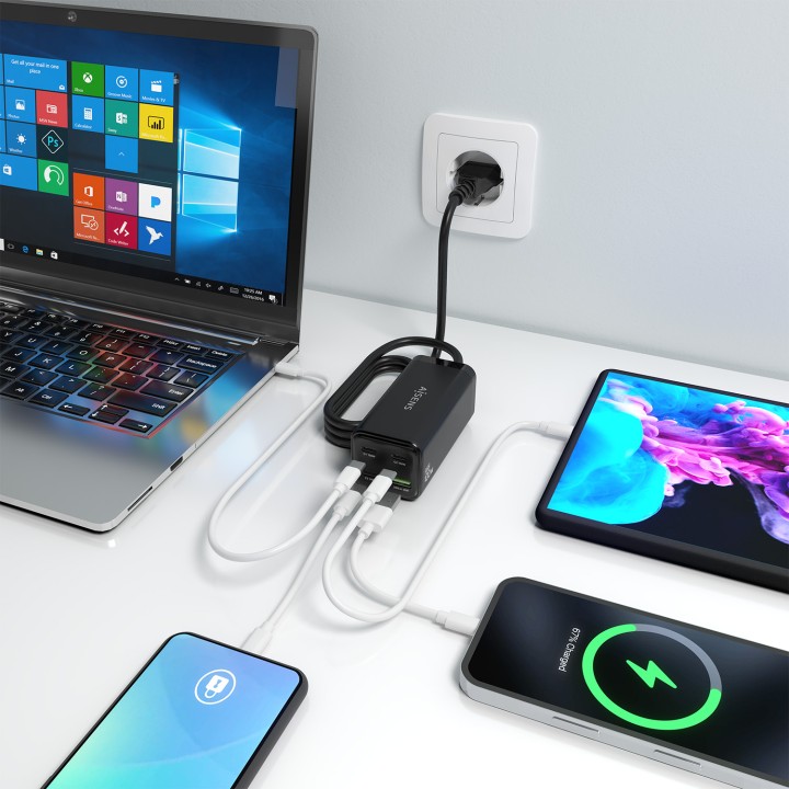 Cargador AISENS 100W 1xUSB-A 3USB-C (ASCH-100W4P054-BK)