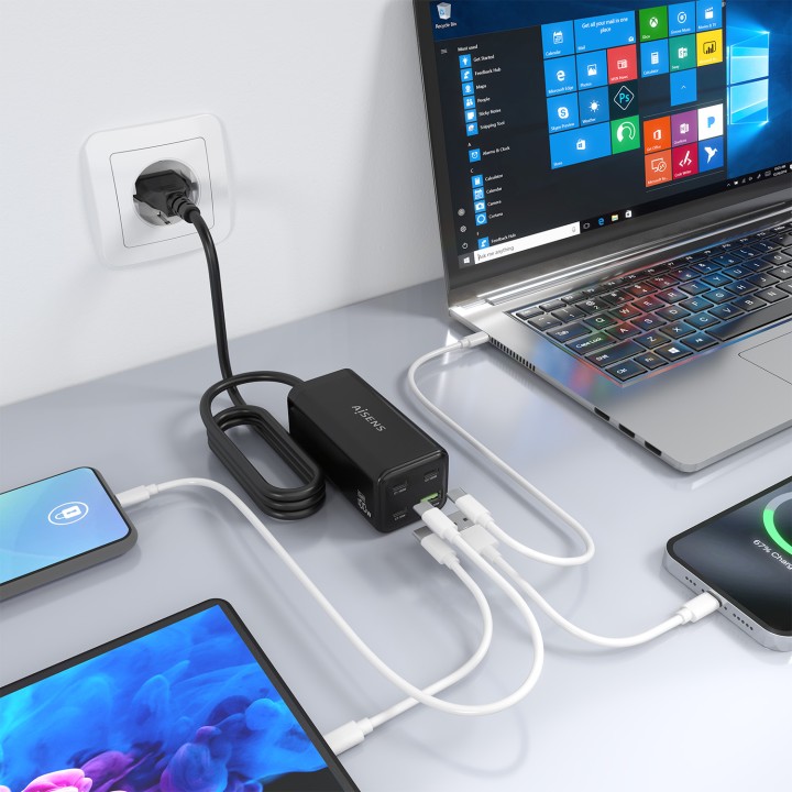Cargador AISENS 100W 1xUSB-A 3USB-C (ASCH-100W4P054-BK)