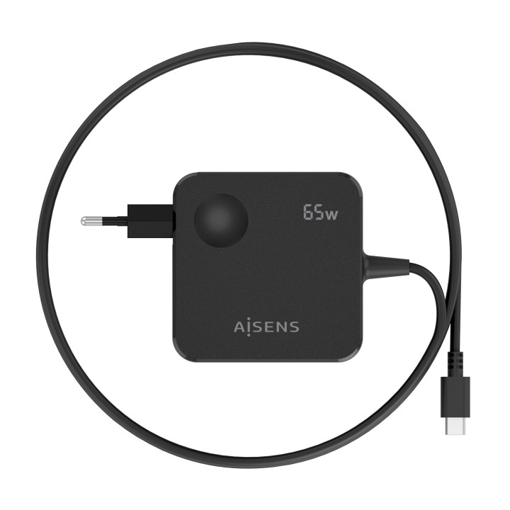 Cargador AISENS 65W USB-C 1.5m Negro(ASCH-1PD65WL80-BK)